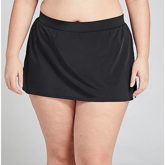 NEW Cacique Swim Skort Solid Black SIDE SPLIT HEM NWT Womens Plus Size 2X - Picture 1 of 6